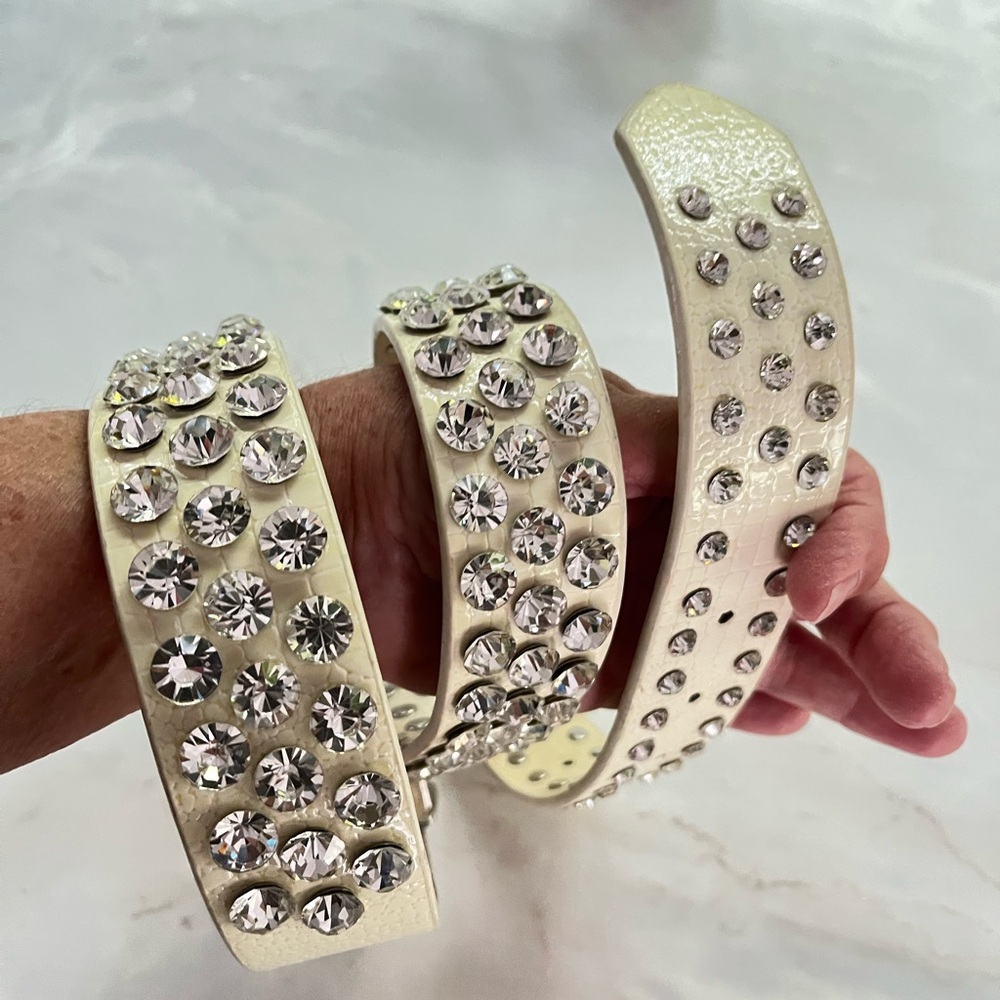 Cream Rhinestone Belt